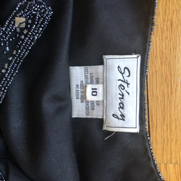 Stenay Vtg 90s Black Silk Beaded Full Length Dress Glamcore Old Money Sparkly - Picture 10 of 16